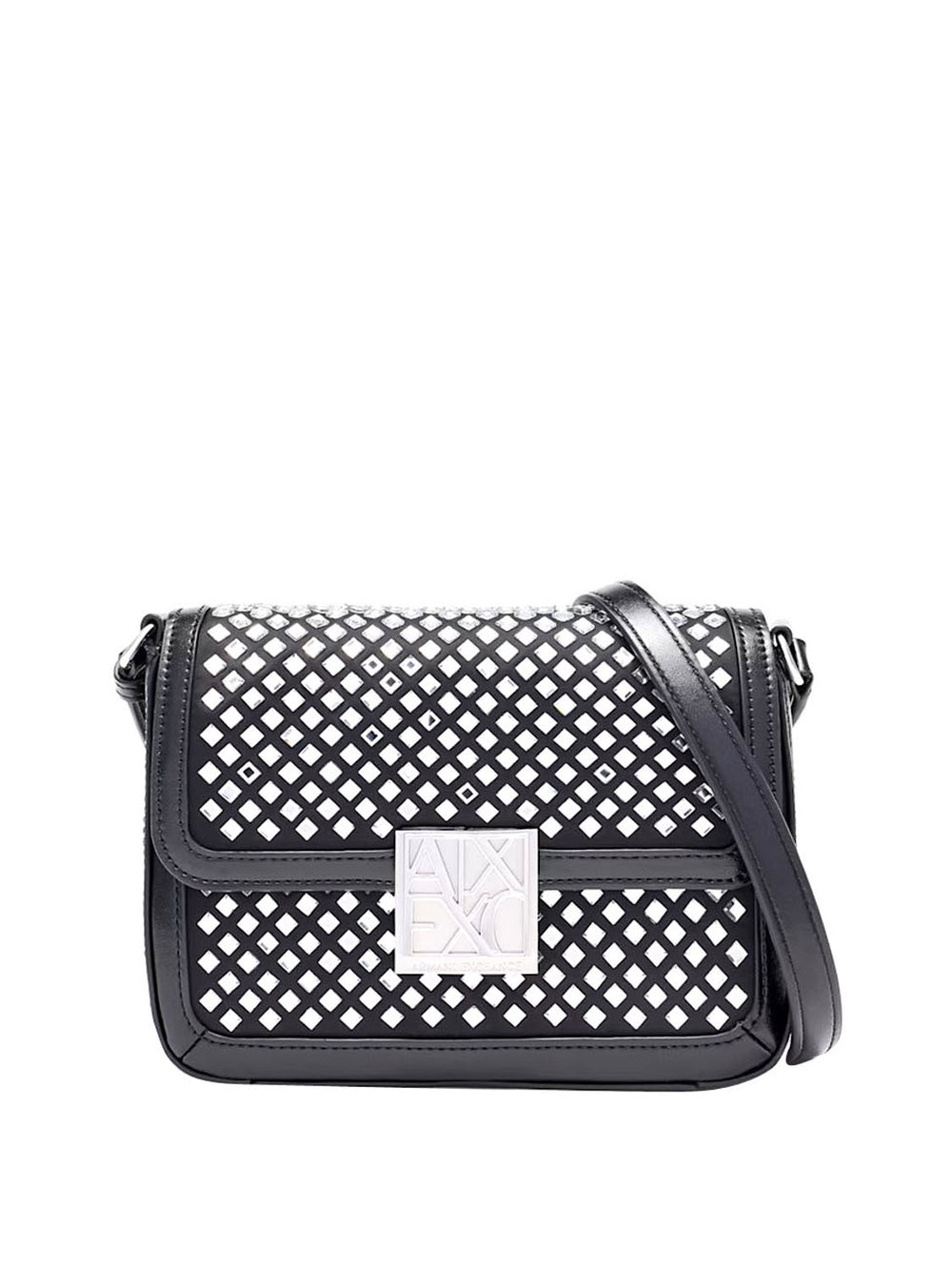 Armani Exchange Borsa A Tracolla Con Motivo Geometrico In Strass Armani Exchange - Black/Crystal