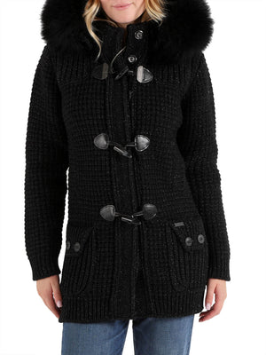 BARK Giubbotto Donna con pelliccia Duffle Coat Lurex Bark - Nero