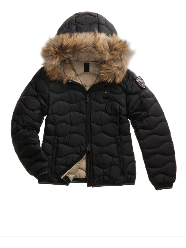 BLAUER Blauer Giubbino Corto Imbottito Piume Aldie Nero Beige