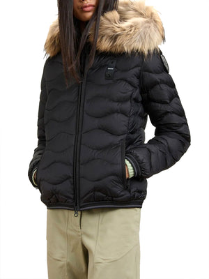 BLAUER Blauer Giubbino Corto Imbottito Piume Aldie Nero Beige