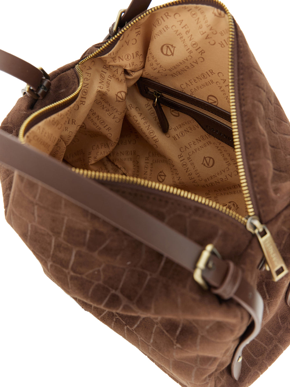 CAFE'NOIR Borsa A Spalla Cafè Noir Morbida Sacca In Materiale Sintetico Effetto Suede - Marrone