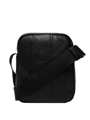CALVIN ACC.1USCITA Borsa A Tracolla Calvin Klein Emblem Aop Emboss Reporter Nero