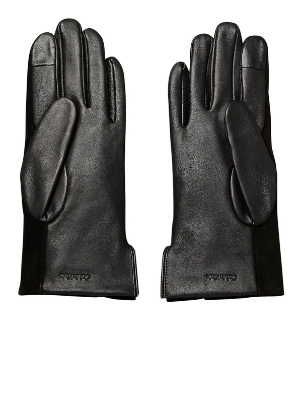 Calvin Klein Guanti Touchscreen In Pelle E Camoscio Calvin Klein - Nero