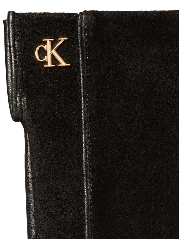 Calvin Klein Guanti Touchscreen In Pelle E Camoscio Calvin Klein - Nero