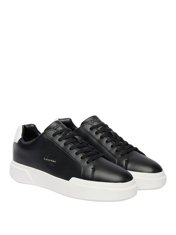 CALVIN CALZATURE Sneakers Calvin Klein Chunky Cupsole Laceup Lth Nero Bianco