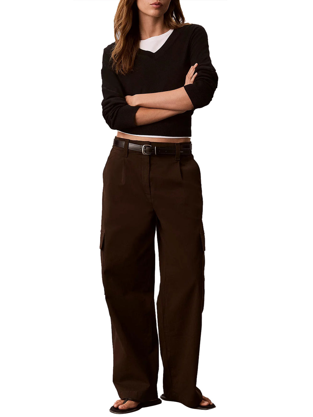 CALVIN2 1USCITA Pantaloni Cargo In Cotone Elasticizzato Calvin Klein - Caffè