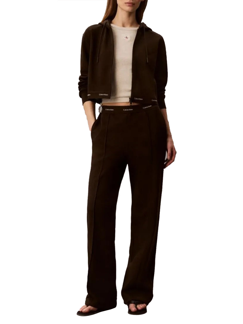 CALVIN2 1USCITA Pantaloni Da Jogging A Gamba Larga Calvin Klein - Coffee
