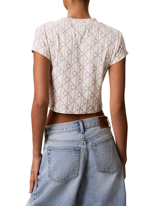 CALVIN2 1USCITA T-shirt Con Stampa Emblema Calvin Klein - Tofu/Beige