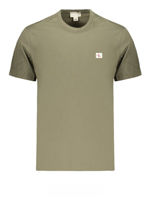 CALVIN2 1USCITA T-Shirt Calvin Klein Ss Badge 30s Jersey Classic Tee - Olive