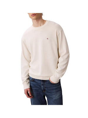 CALVIN2 1USCITA Maglione Calvin Klein Con Monogramma Cotton Relaxed - Avorio
