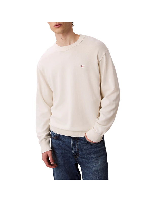 CALVIN2 1USCITA Maglione Calvin Klein Con Monogramma Cotton Relaxed - Avorio