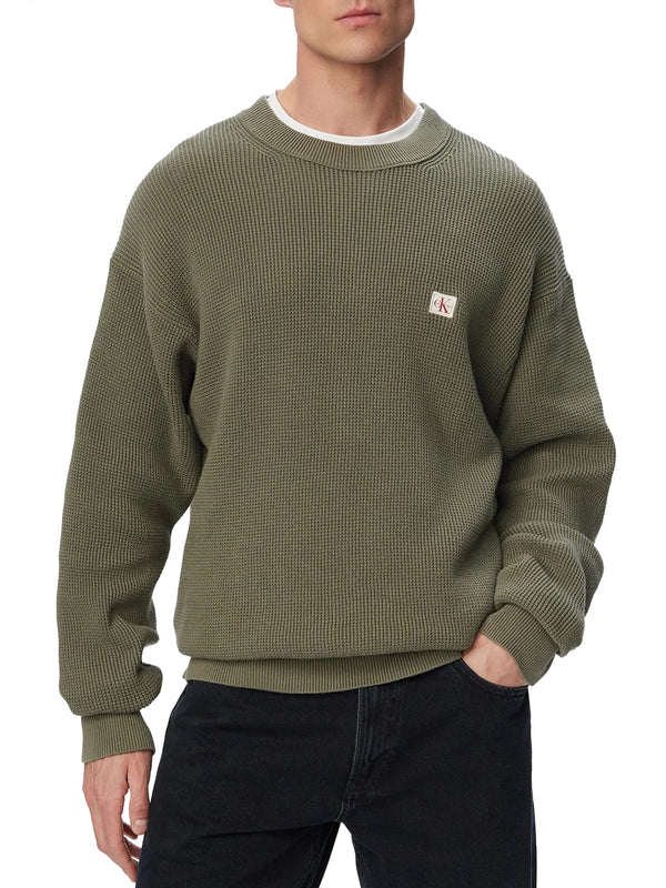CALVIN2 1USCITA Maglia Calvin Klein Logo Frontale Olive