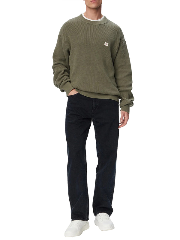 CALVIN2 1USCITA Maglia Calvin Klein Logo Frontale Olive