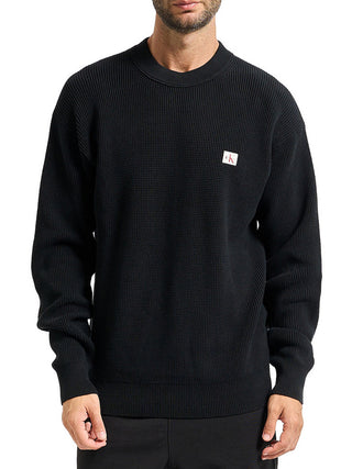 CALVIN2 1USCITA Maglione Calvin Klein Cotton Waffle - Nero