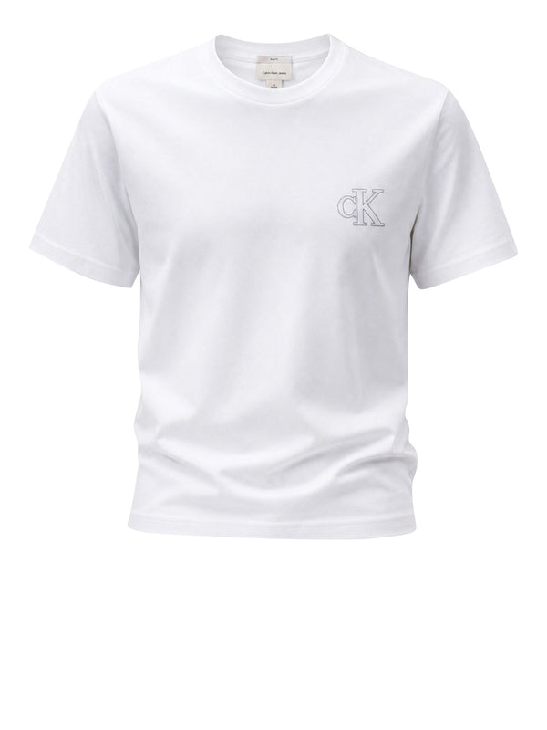 CALVIN2 1USCITA T-Shirt Calvin Klein Logo Monogramma Bianco