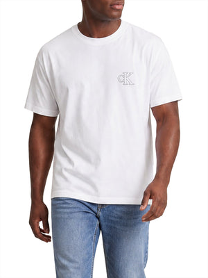 CALVIN2 1USCITA T-Shirt Calvin Klein Logo Monogramma Bianco