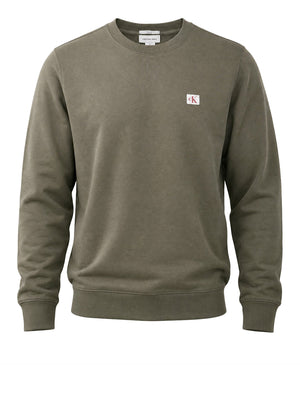 CALVIN2 1USCITA Felpa Calvin Klein Logo Ricamato Olive