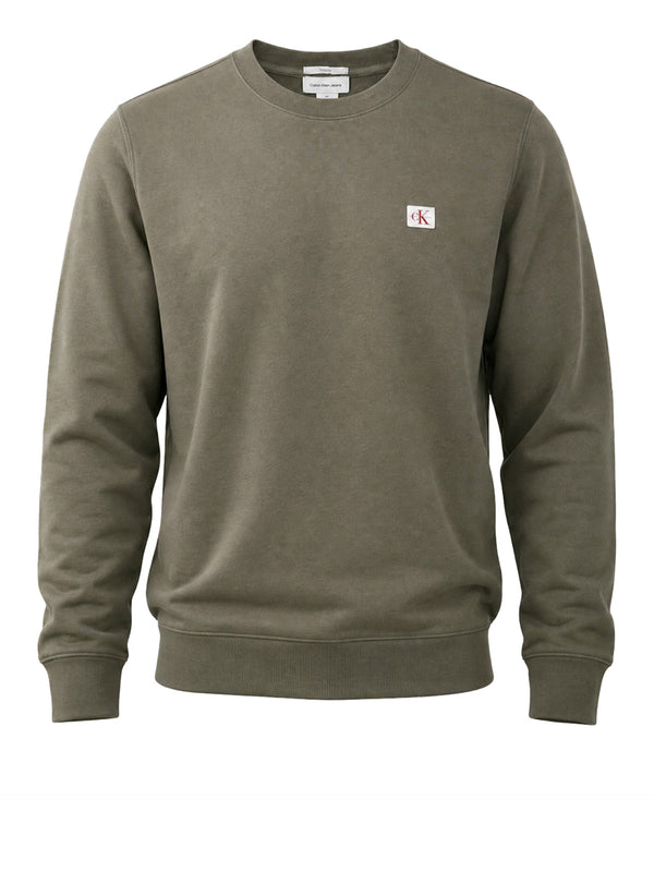 CALVIN2 1USCITA Felpa Calvin Klein Logo Ricamato Olive