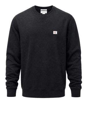 CALVIN2 1USCITA Felpa Calvin Klein Logo Ricamato Nero