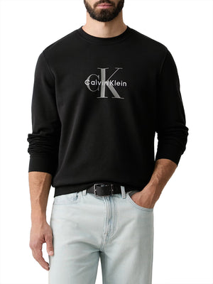 CALVIN2 2USCITA Felpa Calvin Klein Logo Monogramma Nero