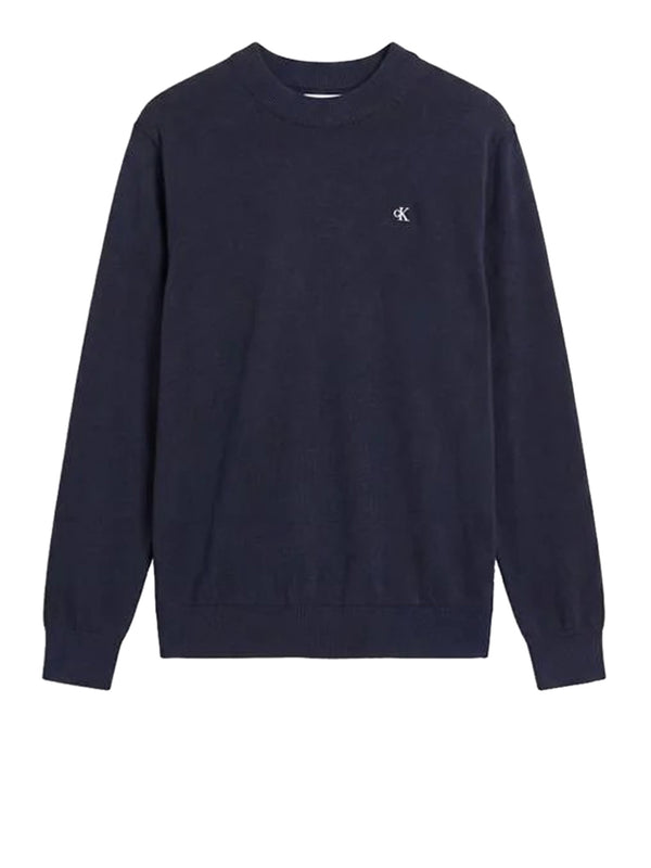 CALVIN2 2USCITA Maglione Girocollo In Cotone Liscio Calvin Klein - Dark Sapphire
