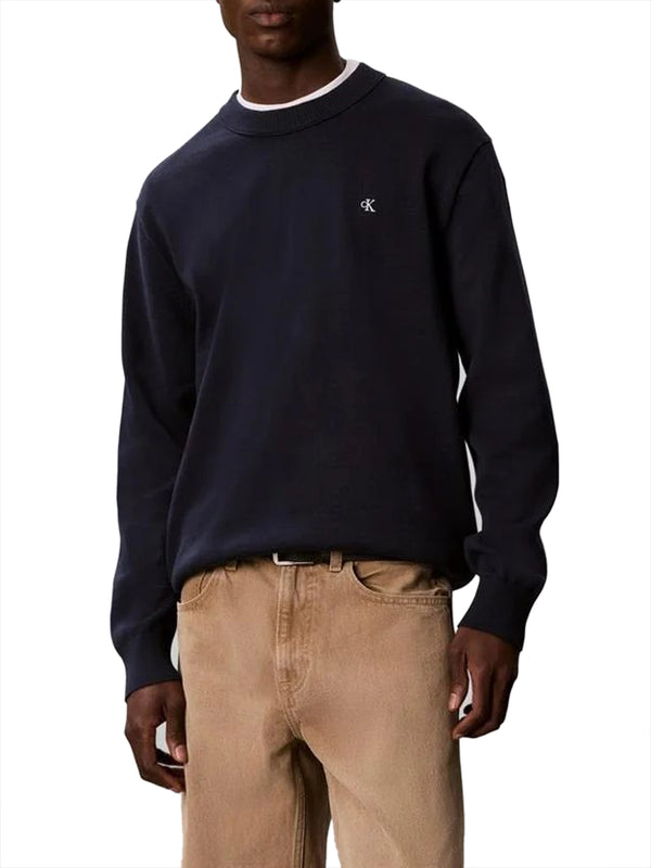 CALVIN2 2USCITA Maglione Girocollo In Cotone Liscio Calvin Klein - Dark Sapphire