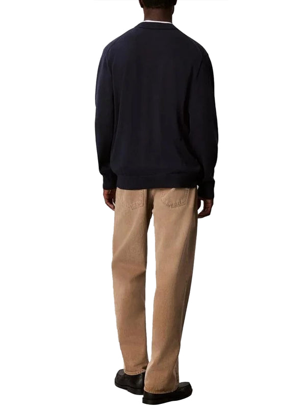 CALVIN2 2USCITA Maglione Girocollo In Cotone Liscio Calvin Klein - Dark Sapphire