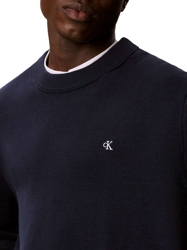 CALVIN2 2USCITA Maglione Girocollo In Cotone Liscio Calvin Klein - Dark Sapphire