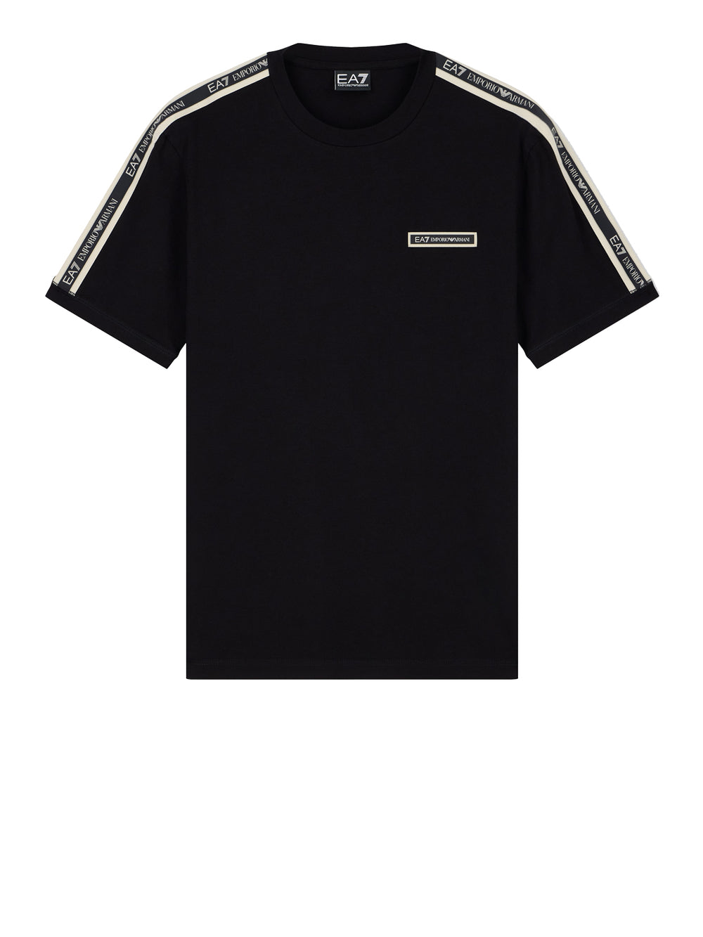 EA7 Ea7 T-shirt Logo Series in cotone con bande sulle spalle - Nero