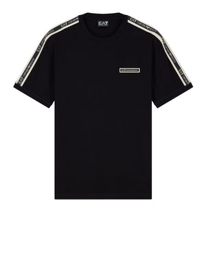 EA7 Ea7 T-shirt Logo Series in cotone con bande sulle spalle - Nero
