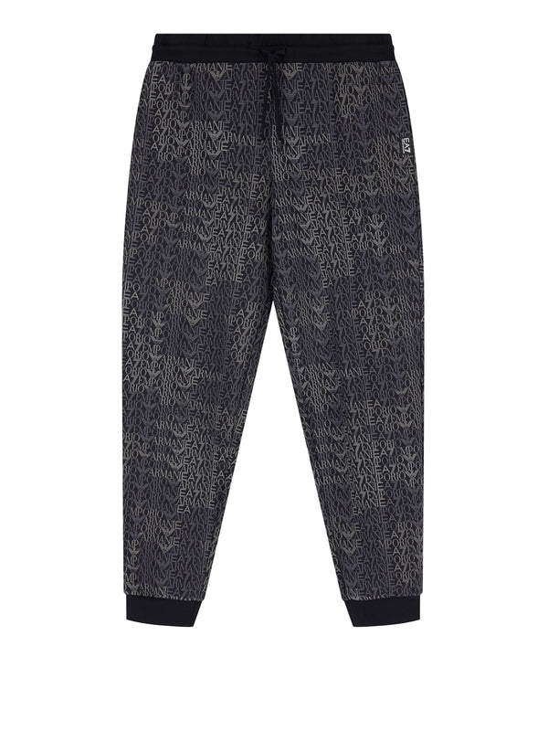 EA7 Pantaloni Tuta jogger logo series misto cotone monogramma - Nero