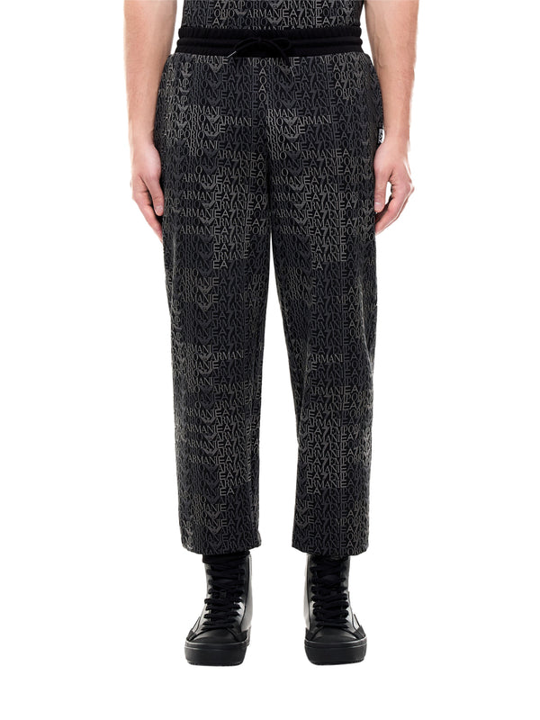 EA7 Pantaloni Tuta jogger logo series misto cotone monogramma - Nero