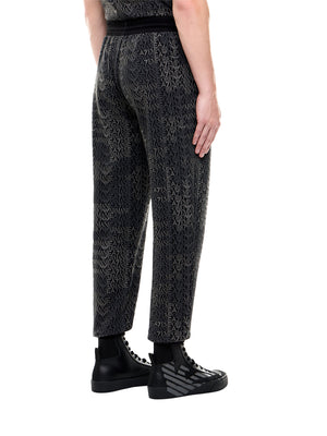 EA7 Pantaloni Tuta jogger logo series misto cotone monogramma - Nero