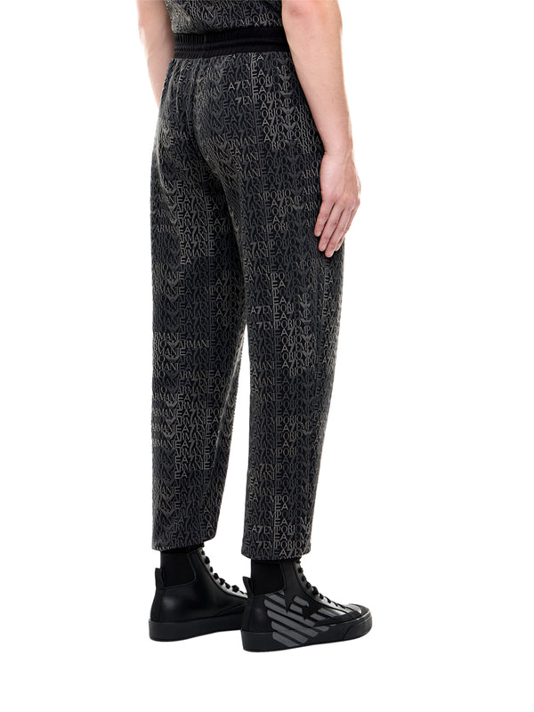 EA7 Pantaloni Tuta jogger logo series misto cotone monogramma - Nero