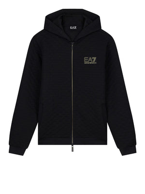 EA7 Felpa Ea7 Premium Label con cappuccio e zip intera - Nero