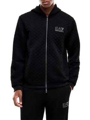 EA7 Felpa Ea7 Premium Label con cappuccio e zip intera - Nero