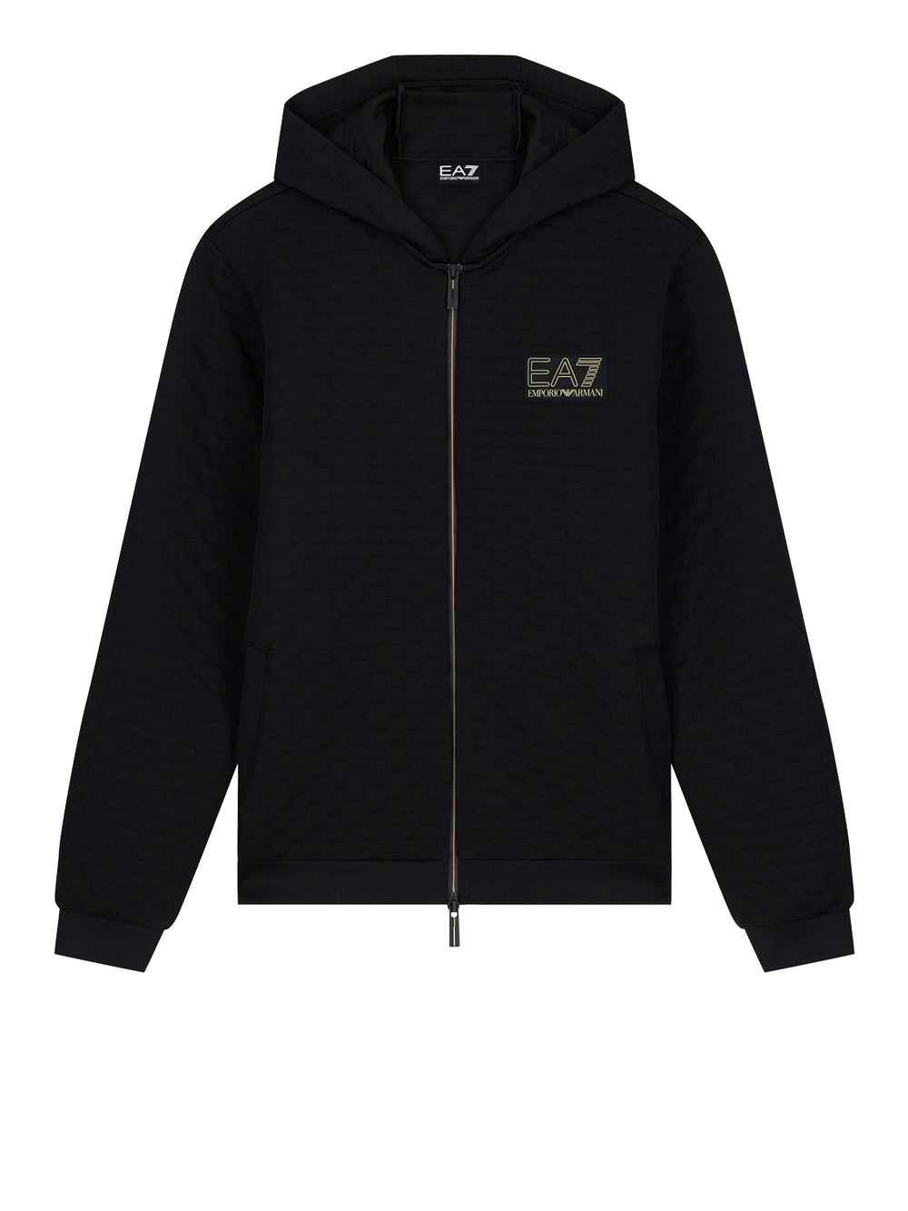 Ea7 Felpa Ea7 Premium Label con cappuccio e zip intera - Nero
