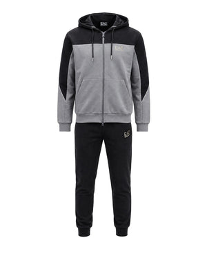 EA7 Tuta Ea7 regular fit in cotone con cappuccio e zip - Grigio