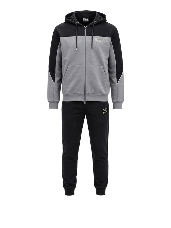 EA7 Tuta Ea7 regular fit in cotone con cappuccio e zip - Grigio