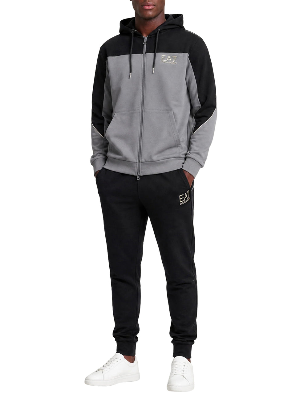 EA7 Tuta Ea7 regular fit in cotone con cappuccio e zip - Grigio