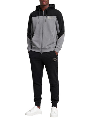 EA7 Tuta Ea7 regular fit in cotone con cappuccio e zip - Grigio