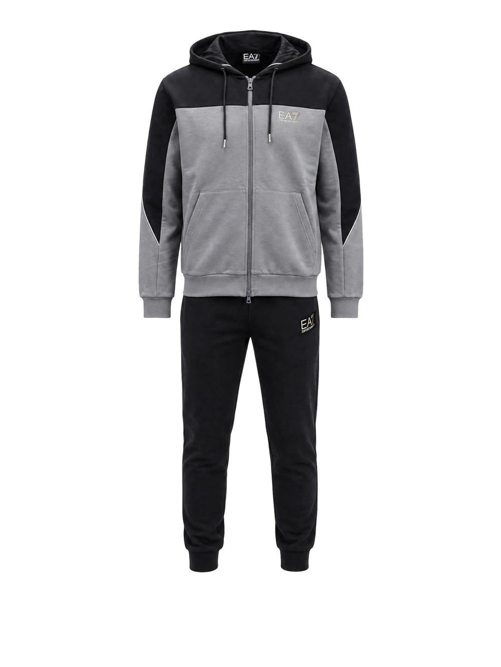 Ea7 Tuta Ea7 regular fit in cotone con cappuccio e zip - Grigio