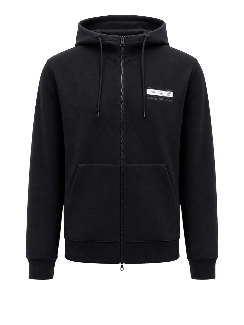 EA7 Ea7 Tuta Visibilità in tessuto misto cotone con cappuccio e zip - Nero