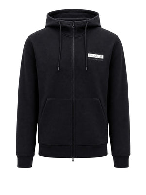 EA7 Ea7 Tuta Visibilità in tessuto misto cotone con cappuccio e zip - Nero
