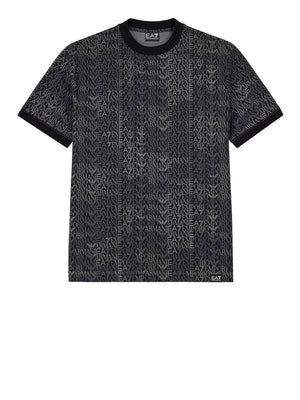 EA7 T-shirt Ea7 Logo Series in jersey di cotone con monogramma - Nero