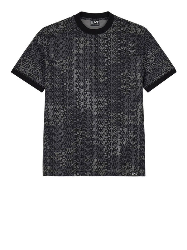 EA7 T-shirt Ea7 Logo Series in jersey di cotone con monogramma - Nero