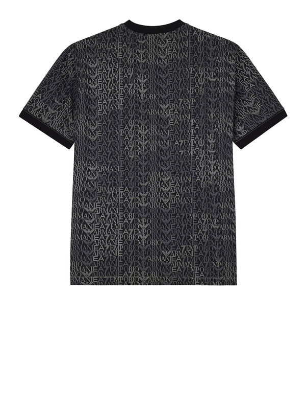 EA7 T-shirt Ea7 Logo Series in jersey di cotone con monogramma - Nero