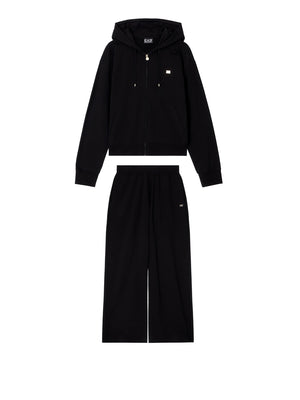 EA7 Tuta Ea7 cotone stretch con cappuccio e pantaloni ampi Core Lady Nero