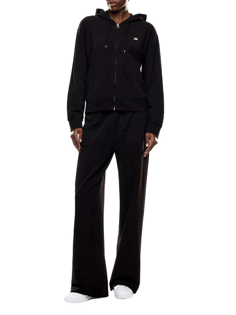 EA7 Tuta Ea7 cotone stretch con cappuccio e pantaloni ampi Core Lady Nero