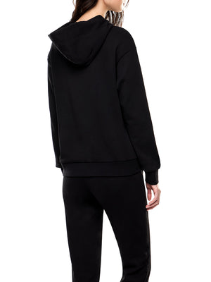 EA7 Felpa Con Cappuccio Elasticizzata Con Micro Borchie Della Serie Logo EA7 - Nero